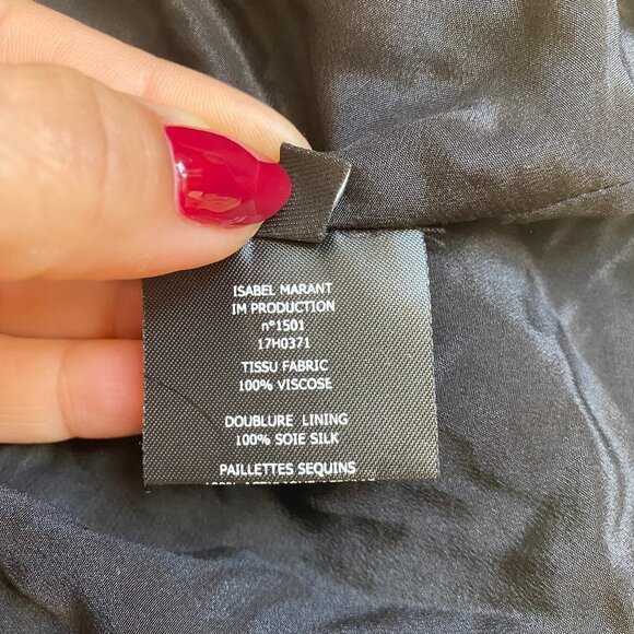 ISABEL Marant Metallic Silver Sequin Ruffle Top Sz Medium Womens Ruffle Sleeve - Picture 9 of 11